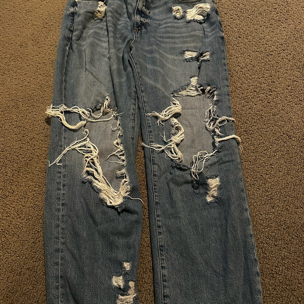 Distressed Blue Jeans